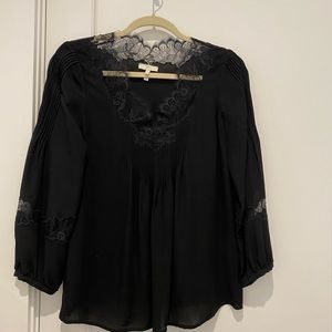 Joie silk long sleeve blouse with lace detail